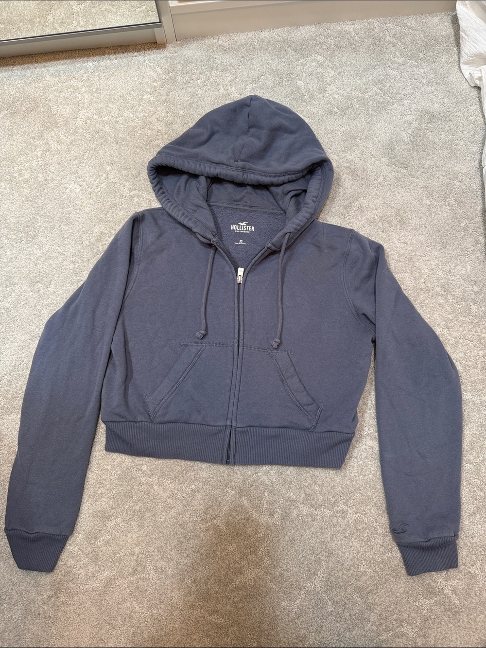 Hollister Blue Cropped Zip Hoodie